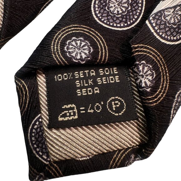 Ermenegildo Zegna Silk Neck Tie Mens Italy Geometric Circular Floral Classic - Picture 5 of 13